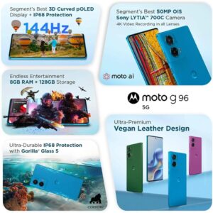 Moto G96 Mobile 8GB RAM 128GB 144Hz Curved pOLED Display