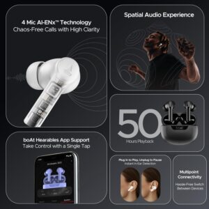 boAt Airdopes 300 Earbuds 50H Battery Spatial Audio ENC