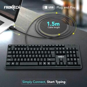 FRONTECH Wired Keyboard USB Plug and Play FT-1672
