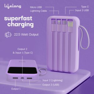 Lifelong Power Bank 10000mAh 22.5W Fast Charging